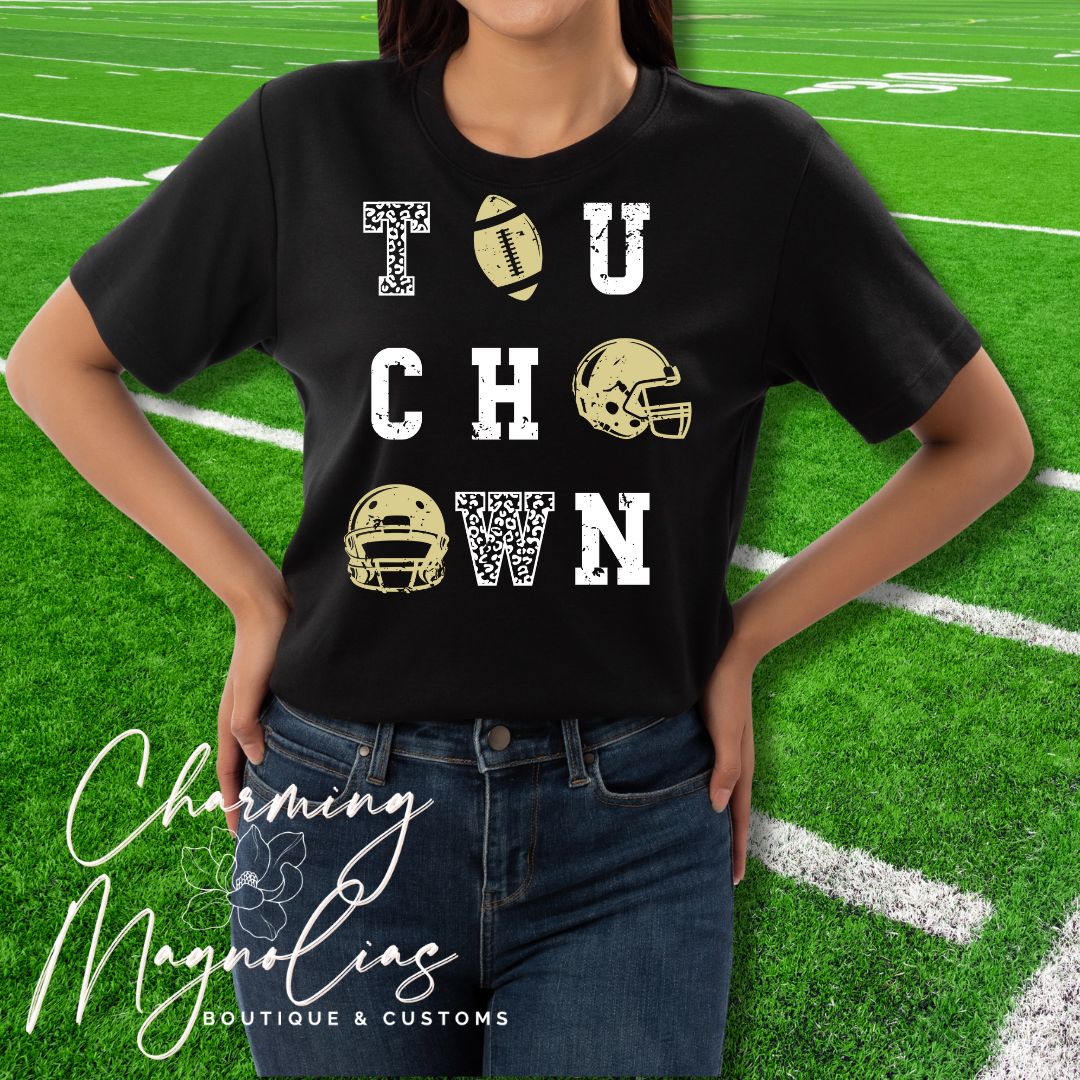 Black & Gold Distressed Touchdown Shirt