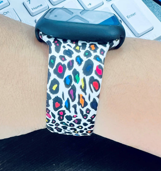 Multi-Cheetah Silicone Apple Watch Band