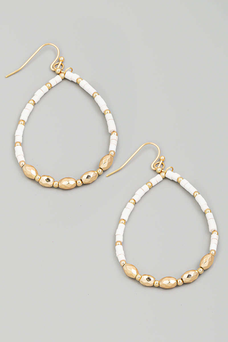 Beaded Teardrop Cutout Earrings