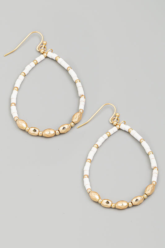 Beaded Teardrop Cutout Earrings