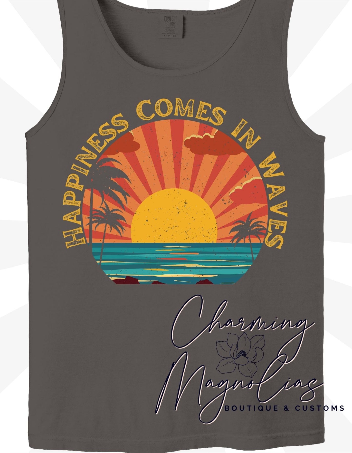 Happiness Comes in Waves' Sunset Tank