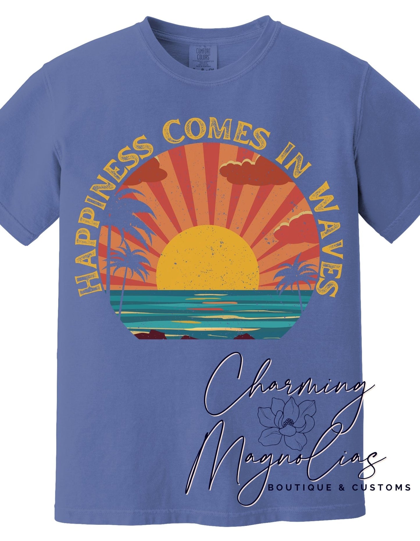 Happiness Comes in Waves' Sunset T-Shirt