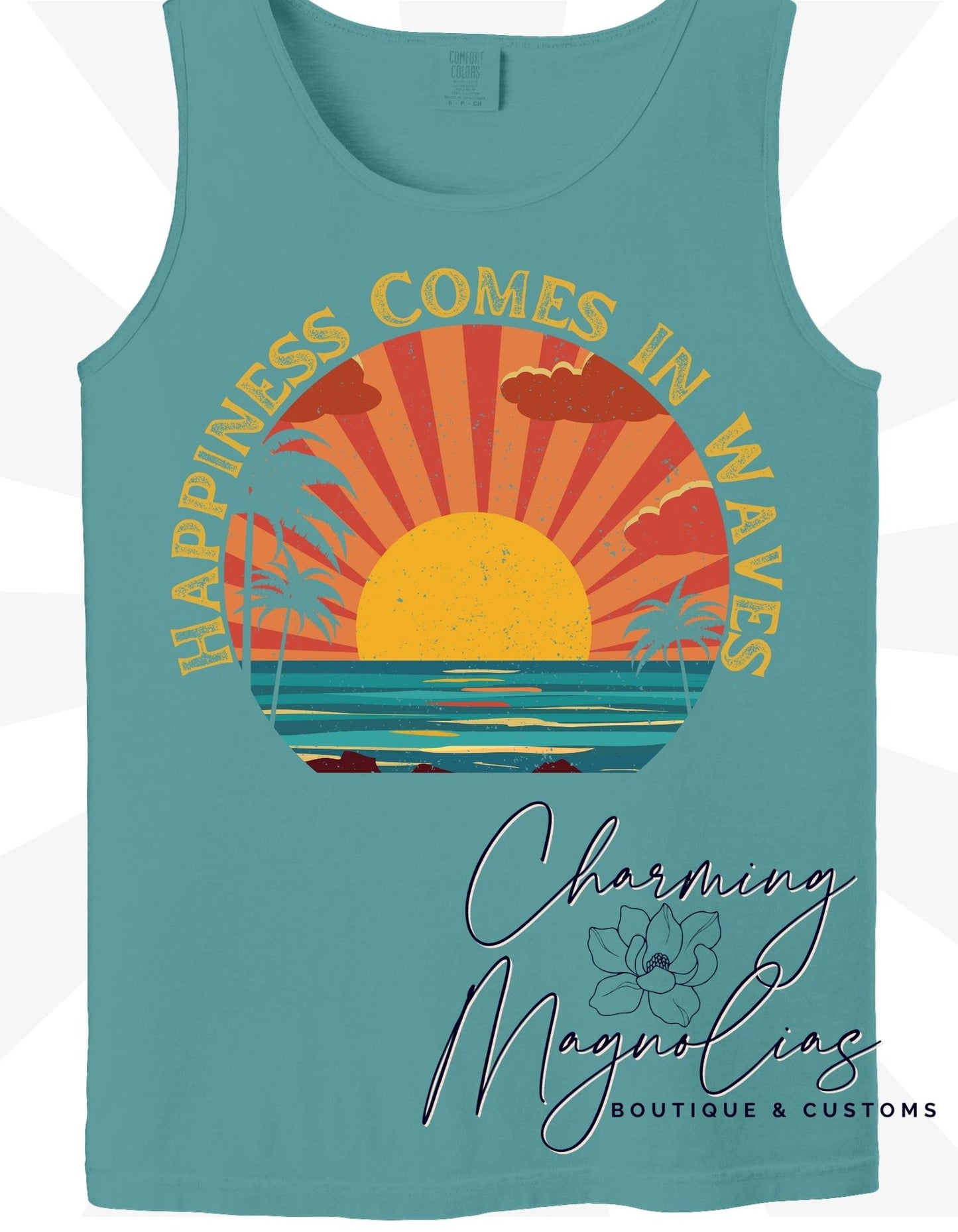 Happiness Comes in Waves' Sunset Tank