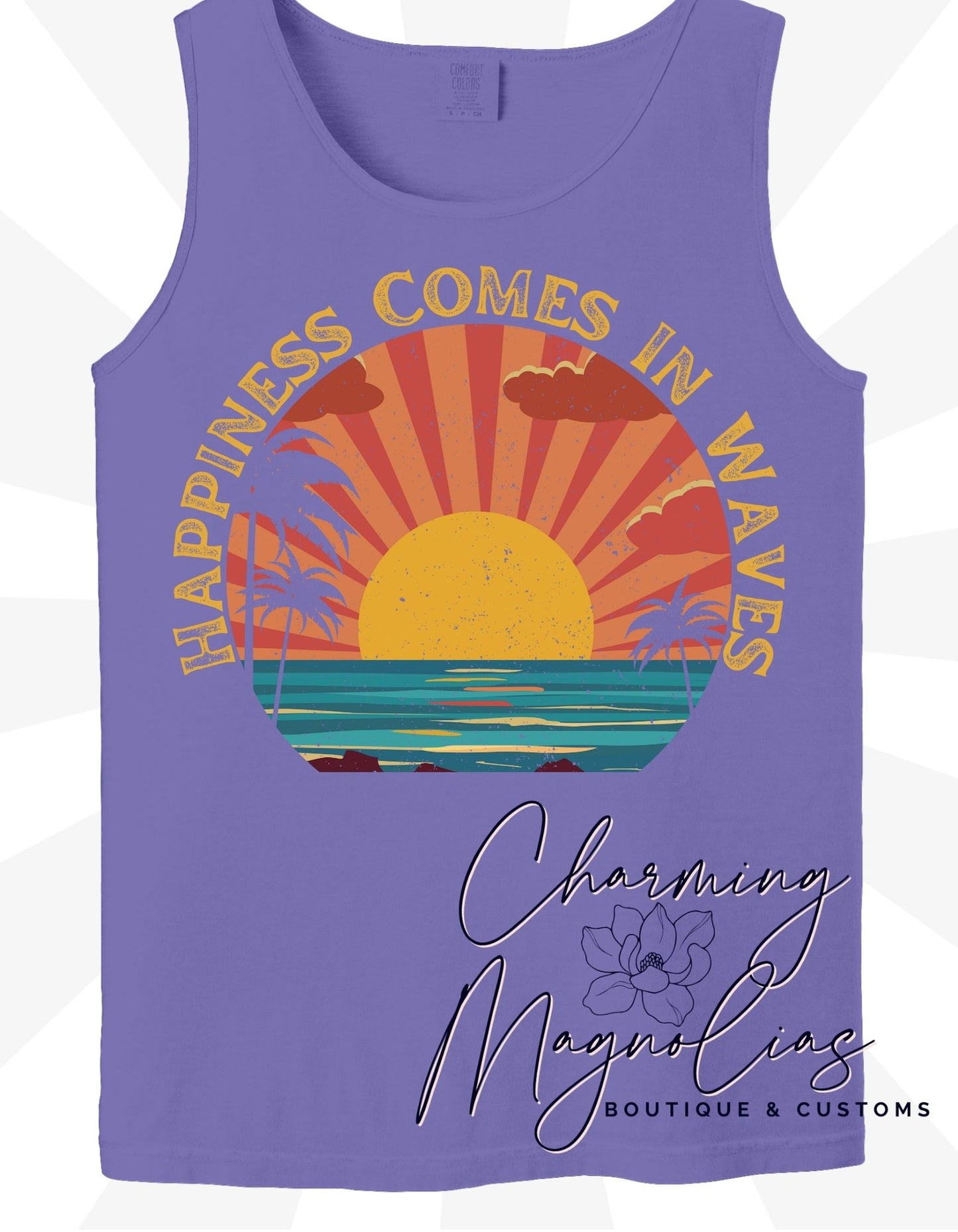 Happiness Comes in Waves' Sunset Tank