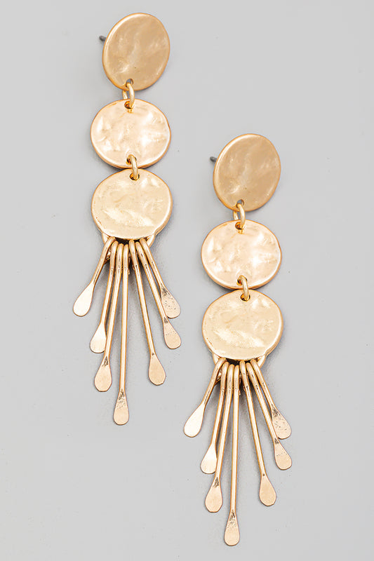 Hammered Disc Layered Drop Earrings