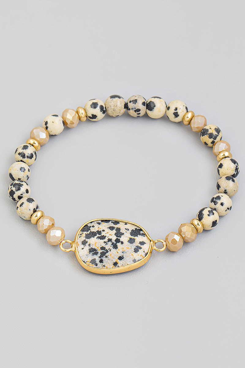 Oval Stone Charm Stretch Bracelet